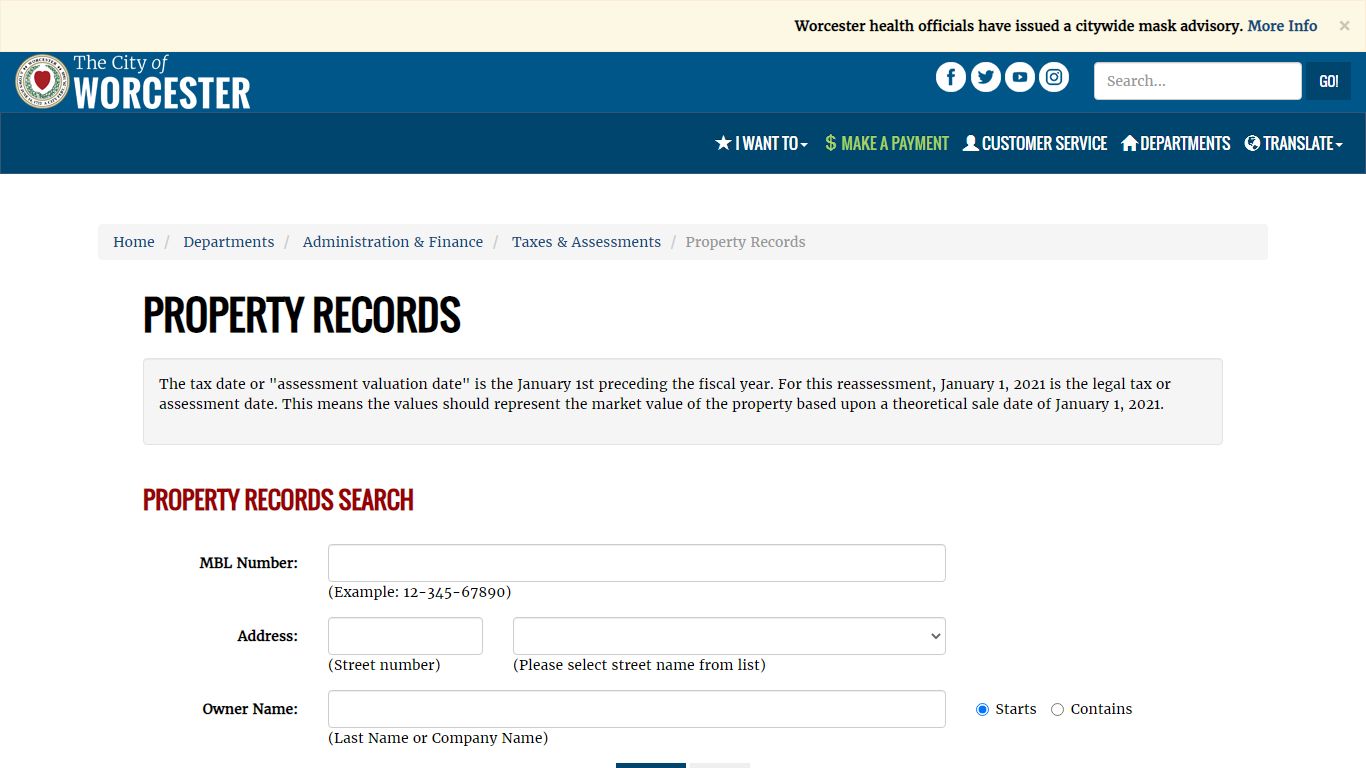 Property Records | City of Worcester, MA