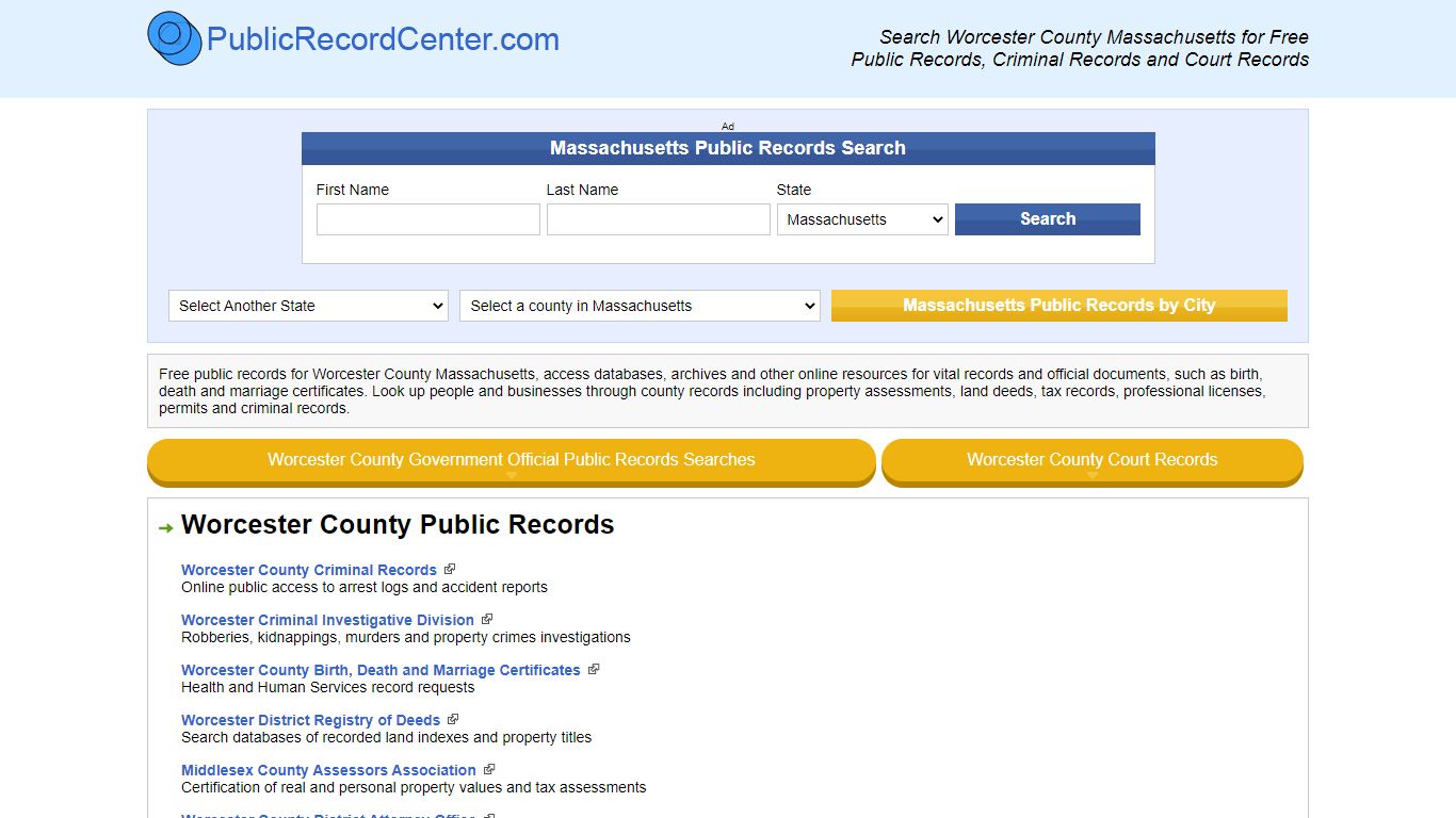 Worcester County Massachusetts Free Public Records - Court ...