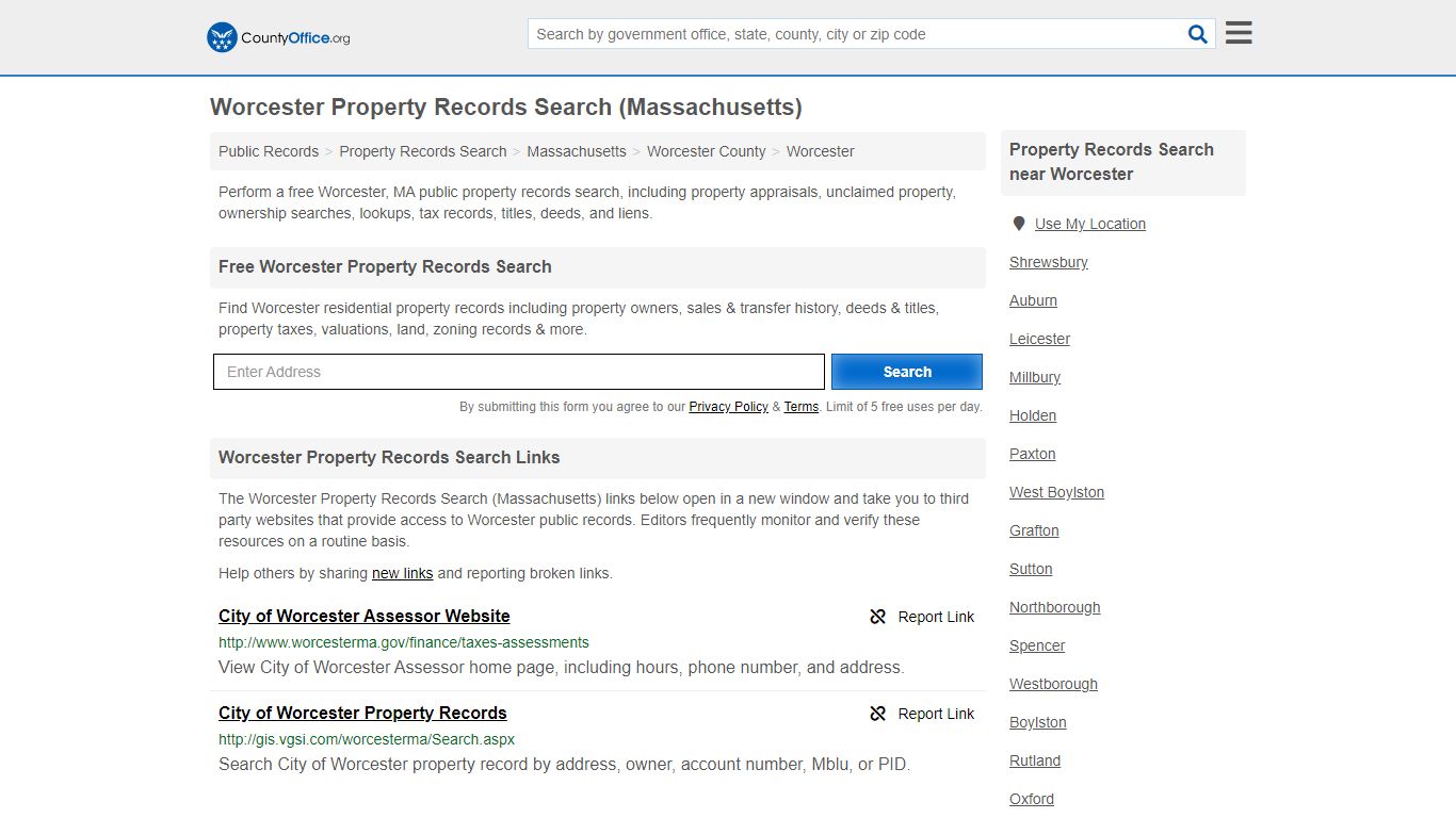 Property Records Search - Worcester, MA (Assessments ...
